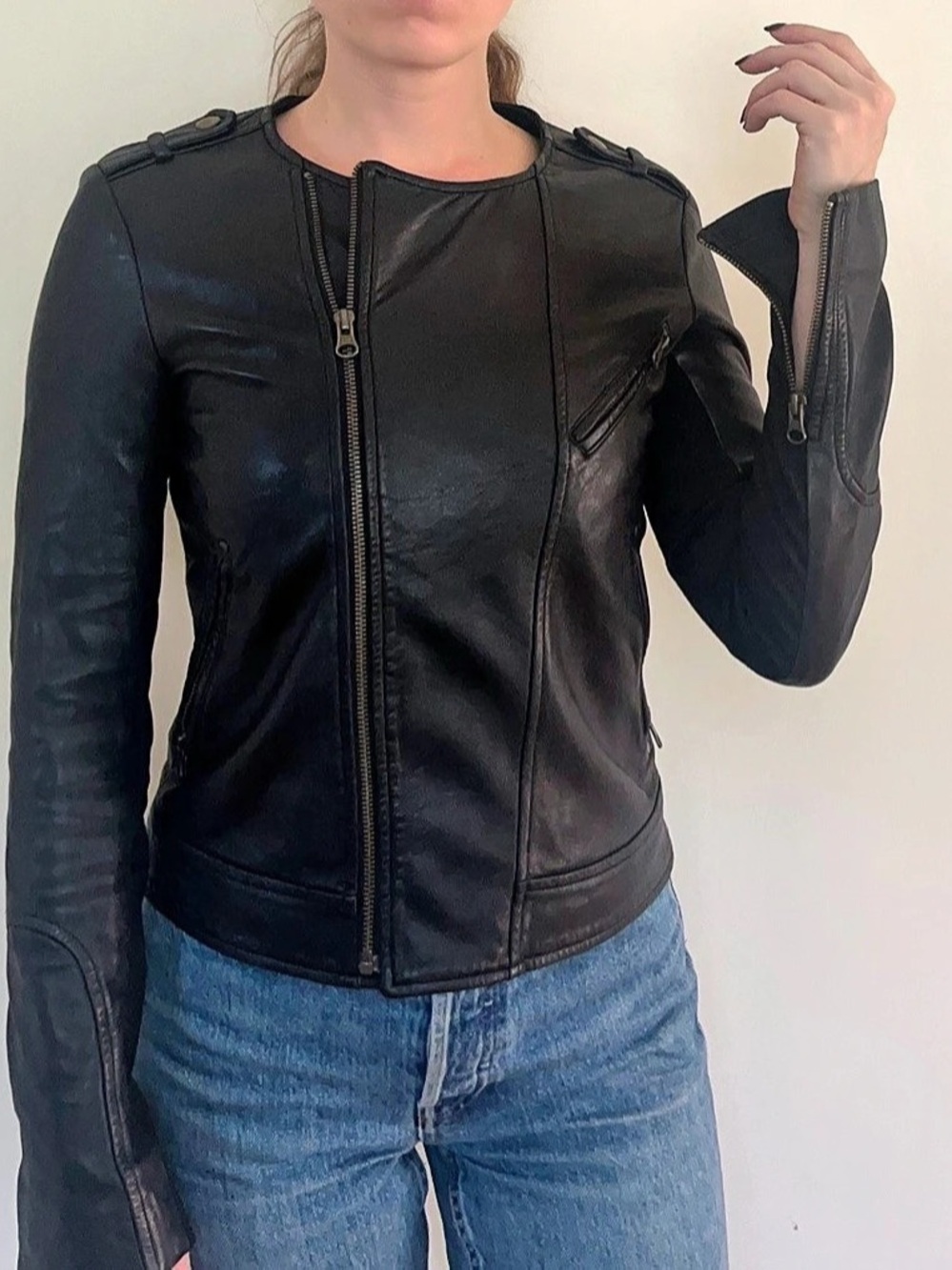 Rebecca Minkoff black leather jacket in very good condition.